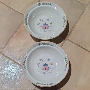International Tableworks Heartland Charming Cottage Lot Of 2 Ceramic Bowls